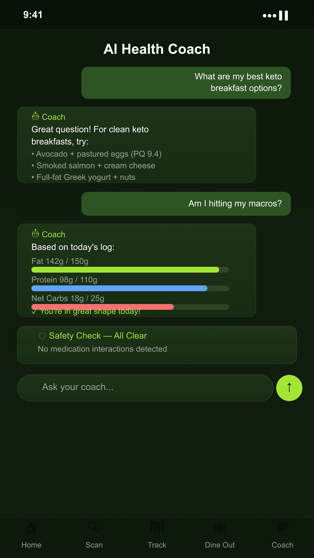 Ask your personalized Coach